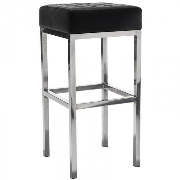 Барный стул Florence Knoll Bar Stool Черный Серебряный Барный стул Florence Knoll Bar Stool Черный Серебряный в Челябинске | Loft Concept
