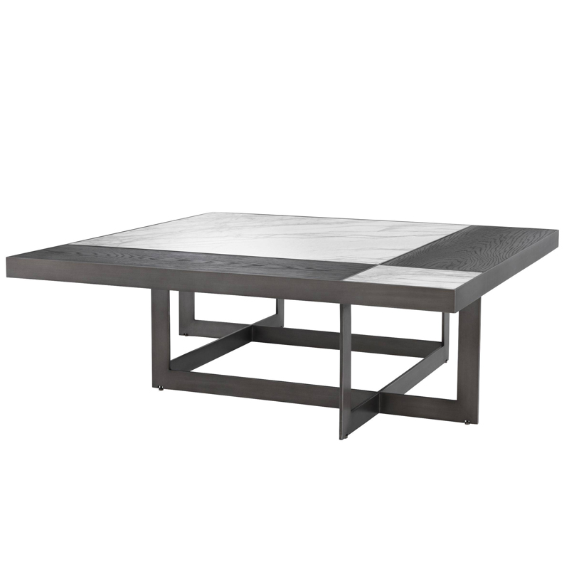 Кофейный стол Eichholtz Coffee Table Hermoza Мокко Белый Мрамор Bianco Темная бронза Кофейный стол Eichholtz Coffee Table Hermoza Мокко Белый Мрамор Bianco Темная бронза в Челябинске | Loft Concept