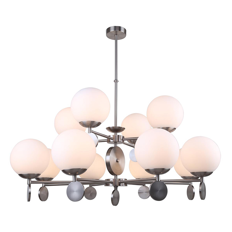 Люстра Kyran Nickel Chandelier 12 Никель Белый Люстра Kyran Nickel Chandelier 12 Никель Белый в Челябинске | Loft Concept