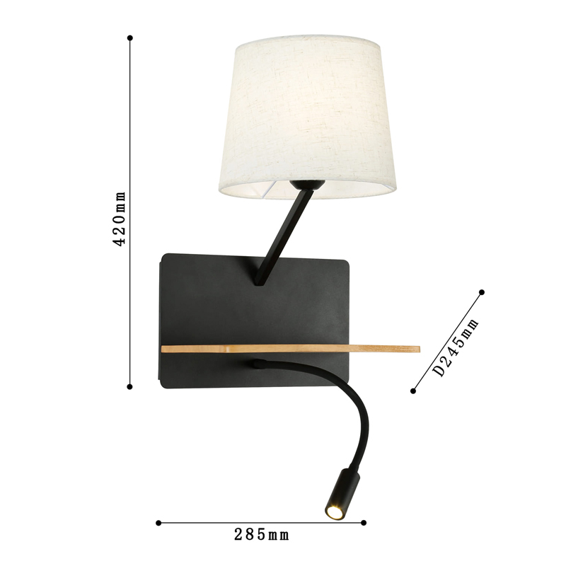 Бра с абажуром и гибким спотом Trumpet Wall Black USB Бра с абажуром и гибким спотом Trumpet Wall Black USB в Челябинске