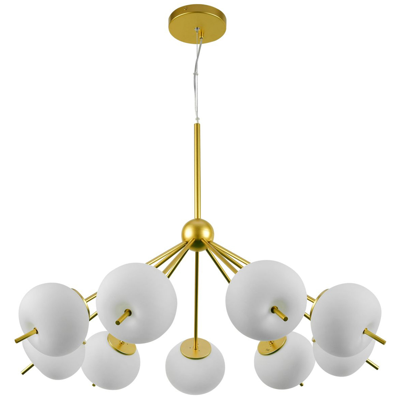 Люстра White ball brass Louise 9 Белое матовое стекло Латунь Люстра White ball brass Louise 9 Белое матовое стекло Латунь в Челябинске | Loft Concept