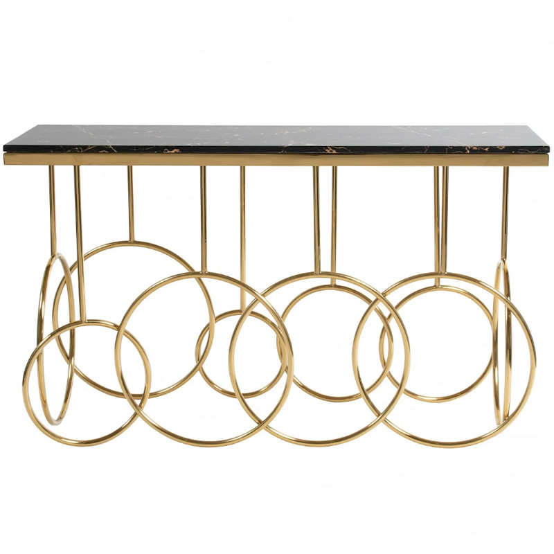 Консоль с чёрной мраморной столешницей Gwendolyn Console Черный Золотой Консоль с чёрной мраморной столешницей Gwendolyn Console Черный Золотой в Челябинске | Loft Concept