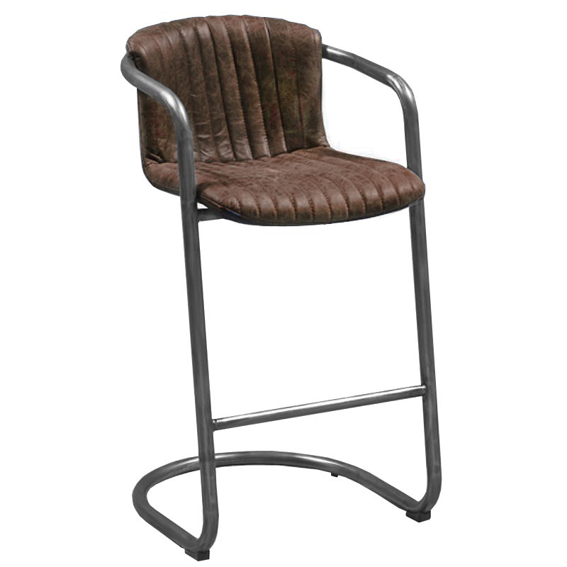 Барный стул Desmond bar stool LEATHER Brown Коричневый винтаж Графитовый в Челябинске | Loft Concept 