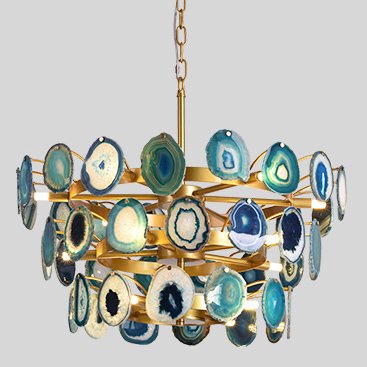 Люстра Agate Burst Chandelier 3 Round blue Зеленый Золотой Люстра Agate Burst Chandelier 3 Round blue Зеленый Золотой в Челябинске | Loft Concept