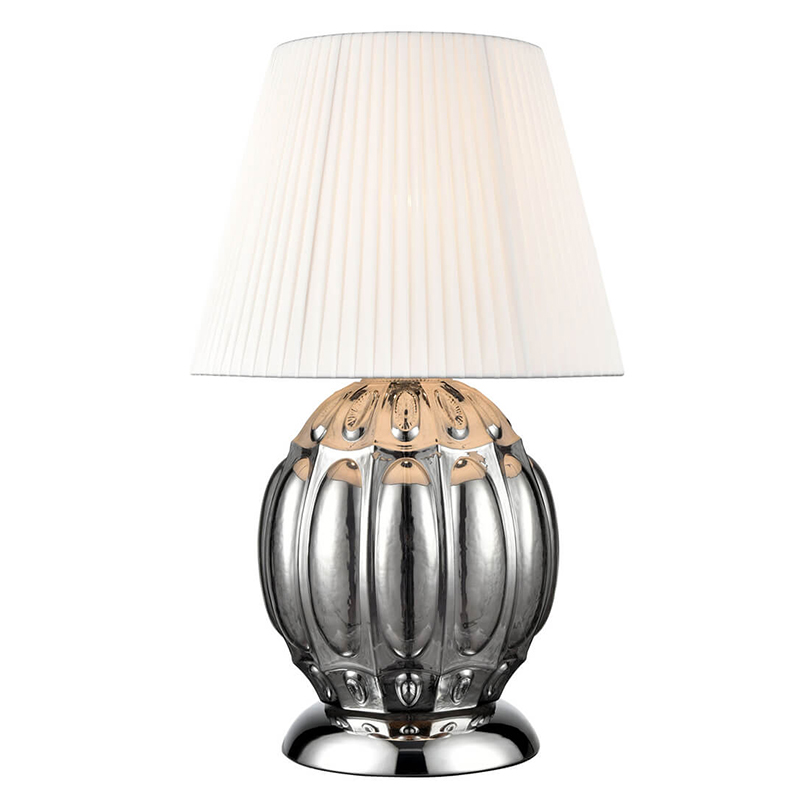 Настольная лампа ХРОМ Hailey Chrome Table Lamp Прозрачное Стекло Белый Темный хром Настольная лампа ХРОМ Hailey Chrome Table Lamp Прозрачное Стекло Белый Темный хром в Челябинске | Loft Concept