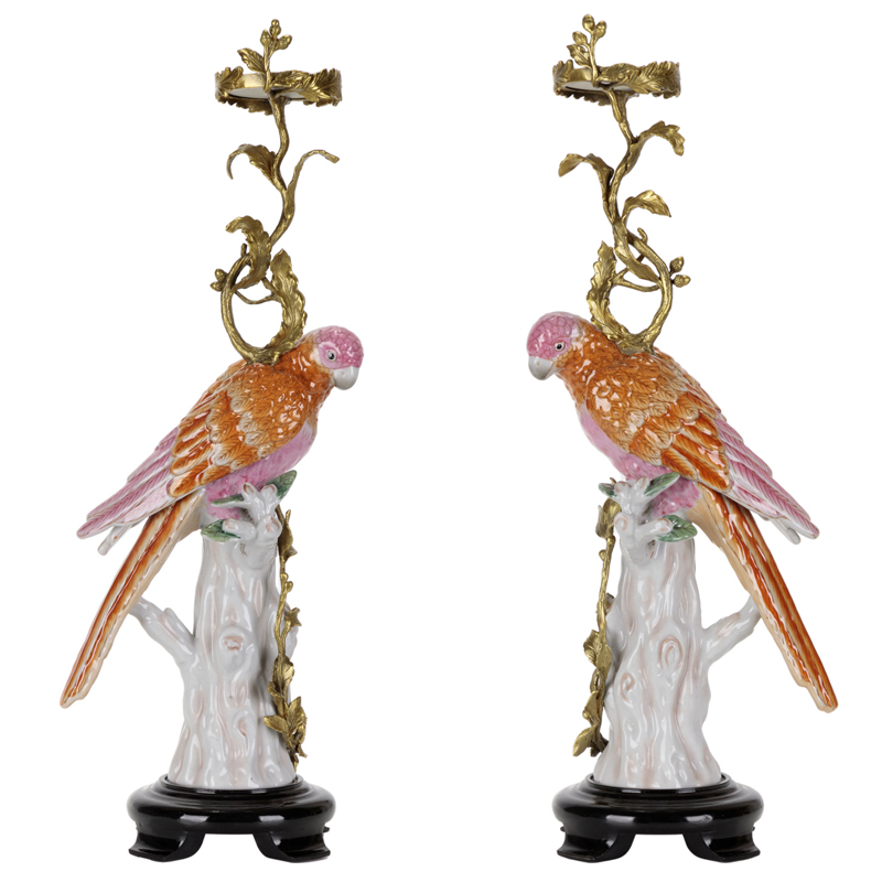 Подсвечник Pink Red Parrot L or R Бронза Белый Розовый Красный Подсвечник Pink Red Parrot L or R Бронза Белый Розовый Красный в Челябинске | Loft Concept