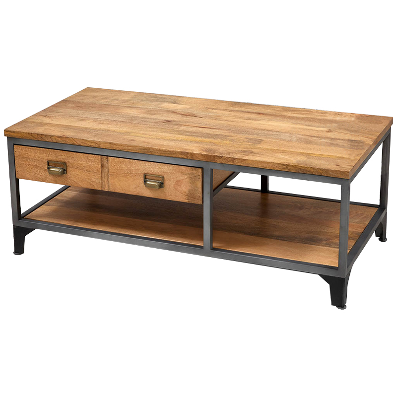 Кофейный стол в стиле лофт Russell Coffee Table Древесина Графит Латунь Кофейный стол в стиле лофт Russell Coffee Table Древесина Графит Латунь в Челябинске | Loft Concept