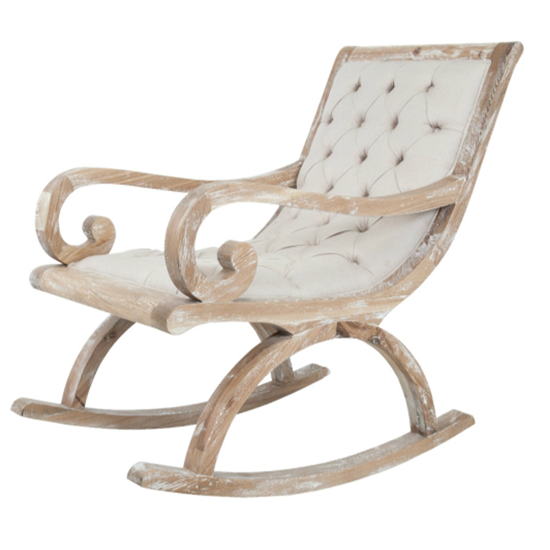 Кресло-качалка с мягкой обивкой из льна Ella Armchair beige Бежевый Коричневый Кресло-качалка с мягкой обивкой из льна Ella Armchair beige Бежевый Коричневый в Челябинске | Loft Concept
