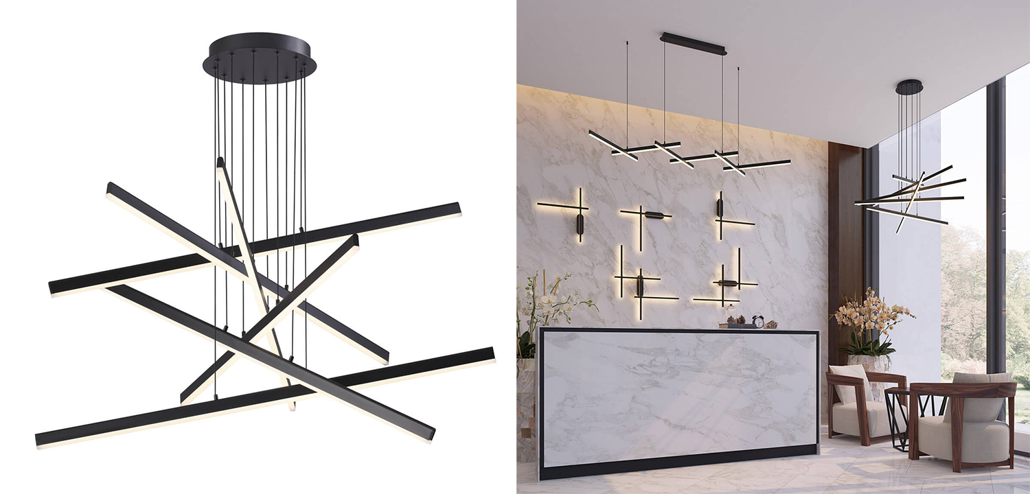 Люстра Rolf Six Black Lines Chandelier - фото