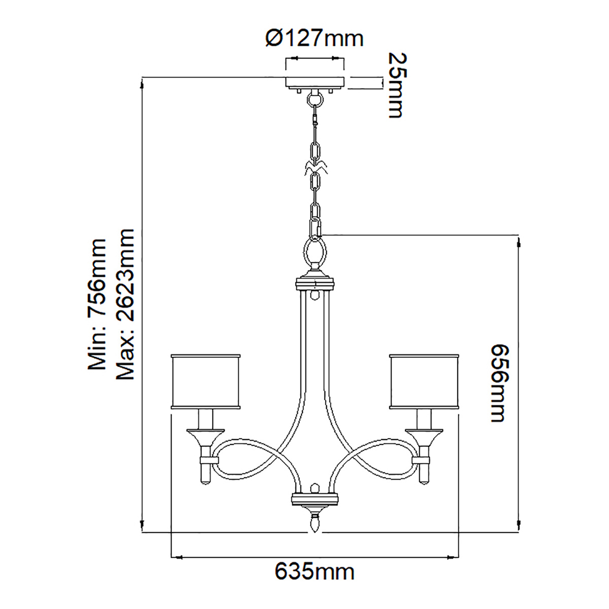 Люстра с белыми тканевыми абажурами в прозрачных стеклянных цилиндрах Kichler в Челябинске