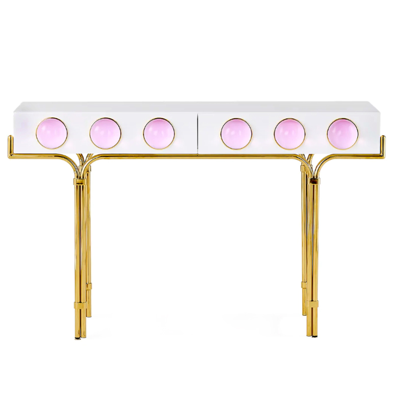 Консоль Globo Console Розовый цвет Белый Розовый Золотой Консоль Globo Console Розовый цвет Белый Розовый Золотой в Челябинске | Loft Concept