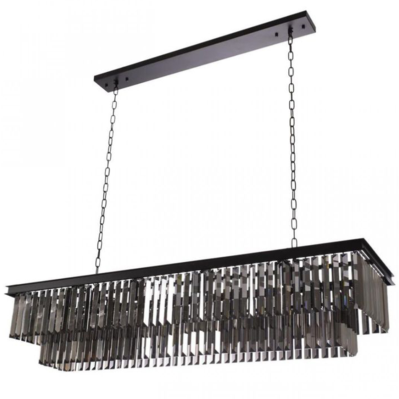 Прямоугольная Люстра RH 1920s Odeon Black iron Серое Стекло Длина 120 см Черный Серый Прямоугольная Люстра RH 1920s Odeon Black iron Серое Стекло Длина 120 см Черный Серый в Челябинске | Loft Concept