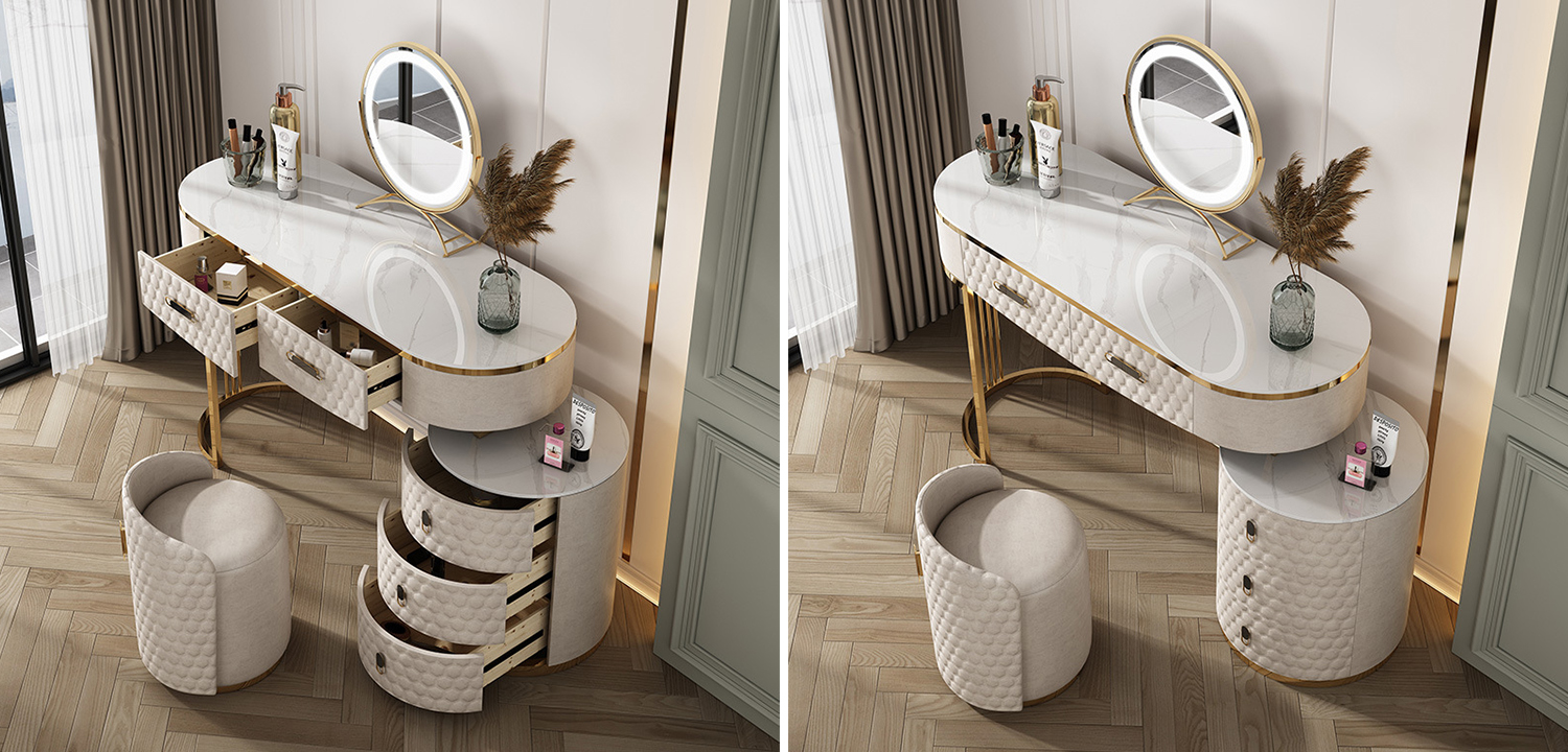 Трельяж Kathryn Bedroom Dressing Table White - фото