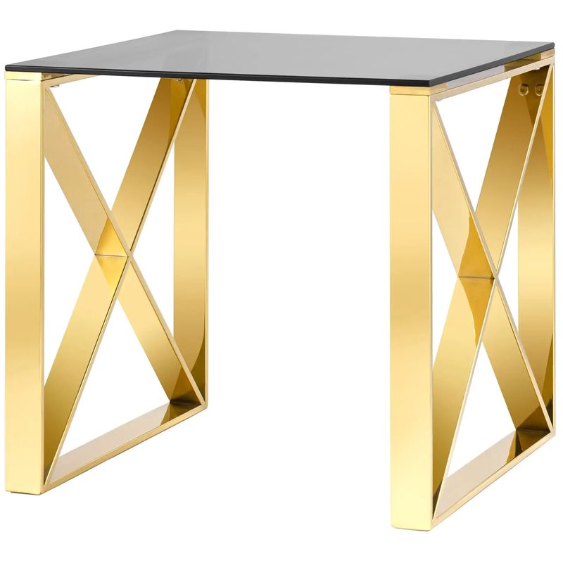Стол приставной Lannes Collection Gold Золотой Стекло Смок Стол приставной Lannes Collection Gold Золотой Стекло Смок в Челябинске | Loft Concept