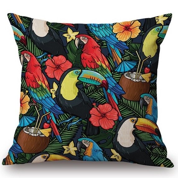 Декоративная подушка Toucans and Flowers Декоративная подушка Toucans and Flowers в Челябинске | Loft Concept