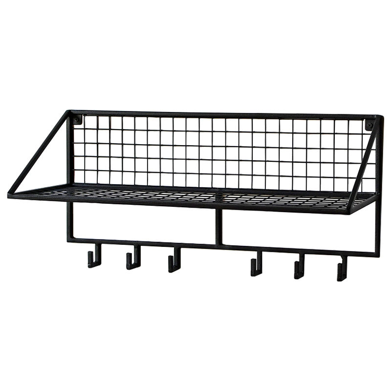 Вешалка с полкой Rhian Industrial Metal Rust Shelf Black S Черный Вешалка с полкой Rhian Industrial Metal Rust Shelf Black S Черный в Челябинске | Loft Concept
