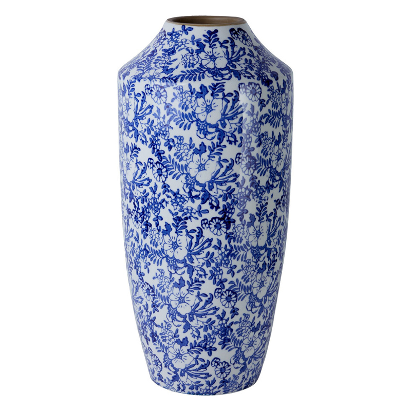 Ваза с синим цветочным узором Blue & White Ornament Белый Синий Ваза с синим цветочным узором Blue & White Ornament Белый Синий в Челябинске | Loft Concept