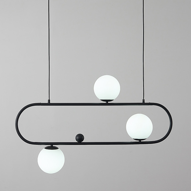 Люстра Horizontal Balls Balance Black 3 Черный Белый Люстра Horizontal Balls Balance Black 3 Черный Белый в Челябинске | Loft Concept