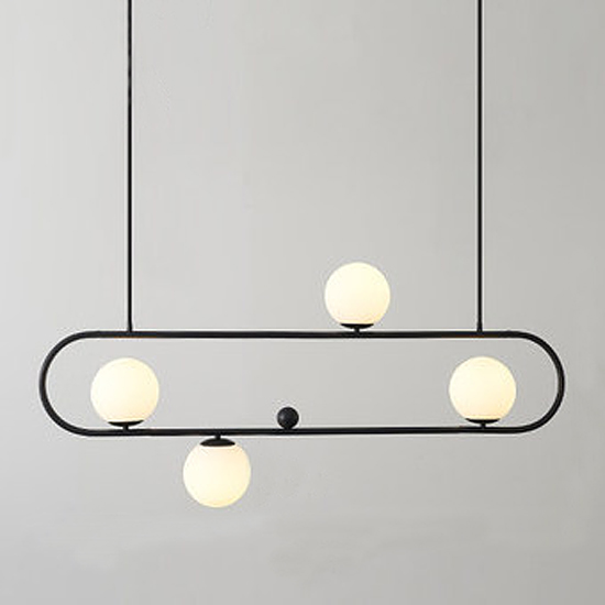 Люстра Horizontal Balls Balance Black 4 Черный Белый Люстра Horizontal Balls Balance Black 4 Черный Белый в Челябинске | Loft Concept