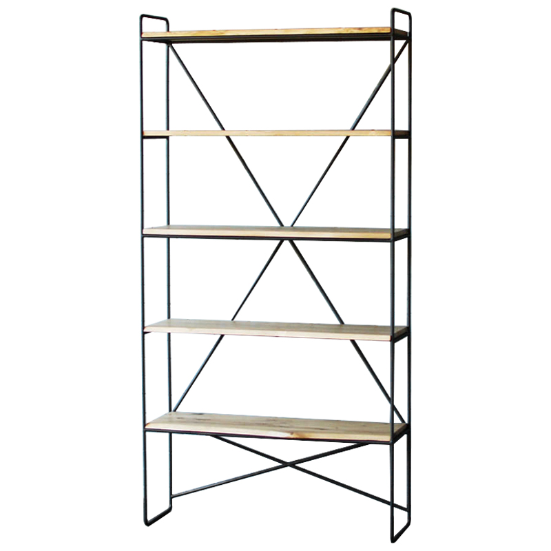 Стеллаж Hart Industrial Metal Rust Rack Черный Древесина Стеллаж Hart Industrial Metal Rust Rack Черный Древесина в Челябинске | Loft Concept
