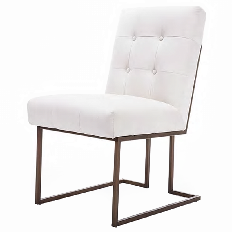 Стул обеденный Burleigh Dining Chair Pearl Iron Белый Коричневый Стул обеденный Burleigh Dining Chair Pearl Iron Белый Коричневый в Челябинске | Loft Concept
