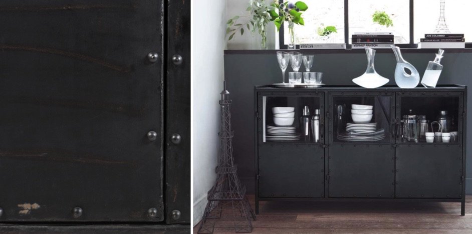 Буфет в стиле Лофт черный Industrial Vitre Big Buffet Буфет в стиле Лофт черный Industrial Vitre Big Buffet - Loft-Concept в Челябинске