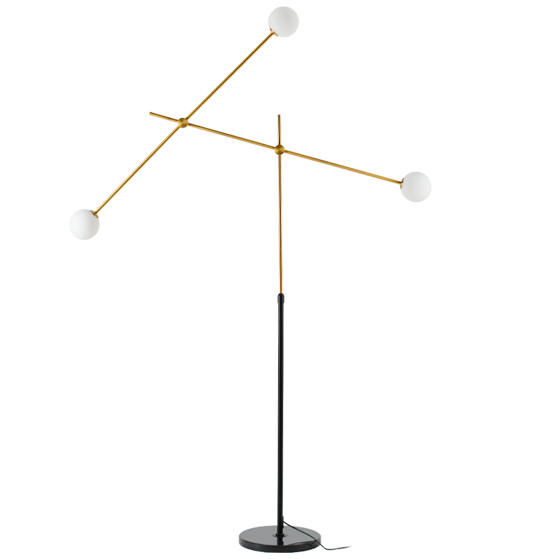 Торшер Baton FLOR LAMP 3 Черный Белый Латунь Торшер Baton FLOR LAMP 3 Черный Белый Латунь в Челябинске | Loft Concept
