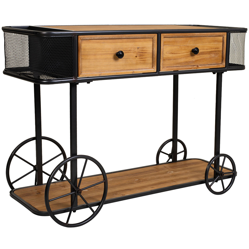 Консоль на колесах c 2-мя выдвижными ящиками Cabrera Console Древесина Черный Консоль на колесах c 2-мя выдвижными ящиками Cabrera Console Древесина Черный в Челябинске | Loft Concept