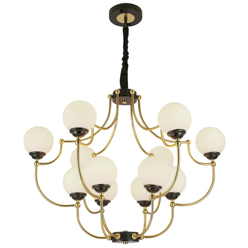 Люстра White Ball Valley Arredoluce Chandelier 12 Прозрачный белый Латунь Черный Люстра White Ball Valley Arredoluce Chandelier 12 Прозрачный белый Латунь Черный в Челябинске | Loft Concept
