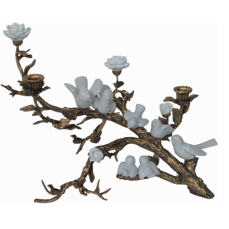Подсвечник Bronze Branch Candlestick Белый Бронза Подсвечник Bronze Branch Candlestick Белый Бронза в Челябинске | Loft Concept
