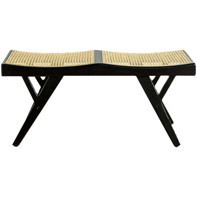 Банкетка Rattan Comfortable Bedend Stool Черный Бежевый Банкетка Rattan Comfortable Bedend Stool Черный Бежевый в Челябинске | Loft Concept