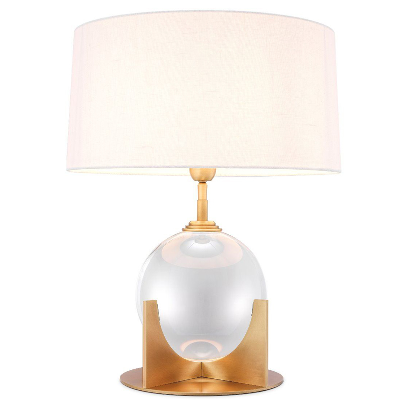 Настольная лампа Eichholtz Table Lamp Fontelina Латунь Античная полированная Прозрачный Белый в Челябинске | Loft Concept 