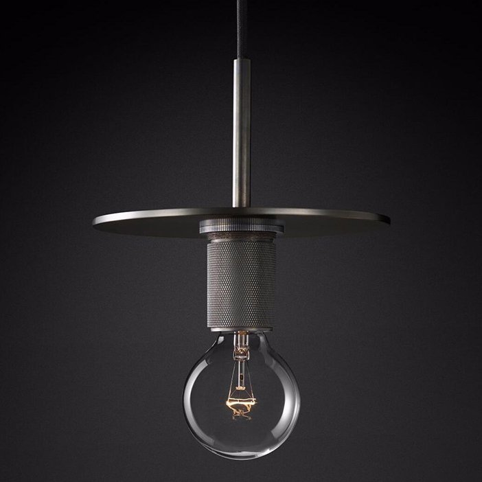 Подвесной светильник RH Utilitaire Disk Shade Pendant Black Темная бронза Прозрачное Стекло Подвесной светильник RH Utilitaire Disk Shade Pendant Black Темная бронза Прозрачное Стекло в Челябинске | Loft Concept