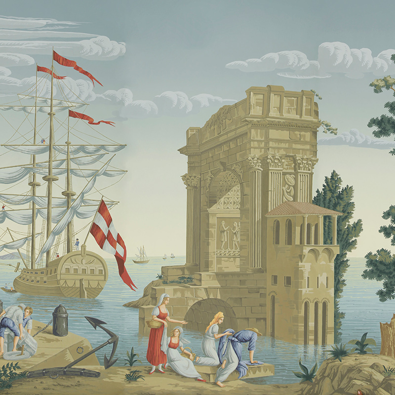 Обои ручная роспись Views of Italy Azure on scenic paper Обои ручная роспись Views of Italy Azure on scenic paper в Челябинске | Loft Concept