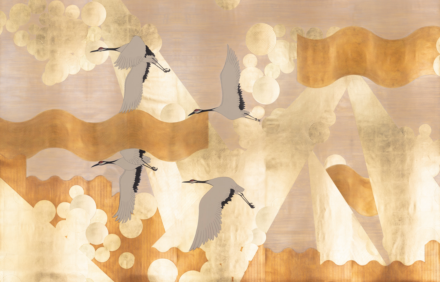 Обои ручная роспись Namban Colourway SC-244 on Deep Rich Gold gilded paper Обои ручная роспись Namban Colourway SC-244 on Deep Rich Gold gilded paper - постер Loft-Concept в Челябинске