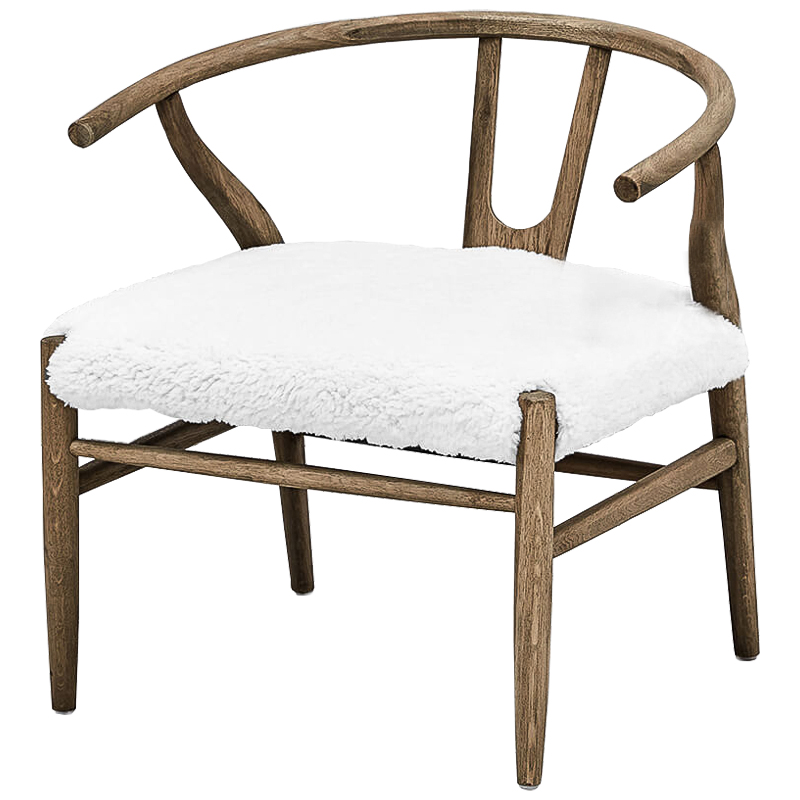 Стул Wishbone Faux Fur Stool Коричневый Белый Стул Wishbone Faux Fur Stool Коричневый Белый в Челябинске | Loft Concept