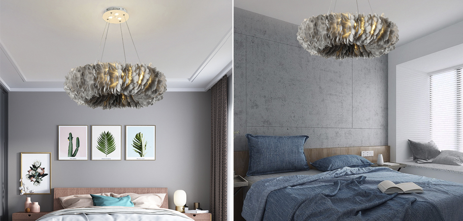 Люстра Кольцо из перьев Plumage Grey Люстра Кольцо из перьев Plumage Grey - Loft-Concept в Челябинске