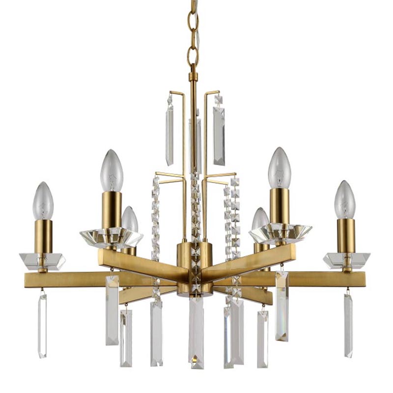 Люстра Vivien Crystal Brass Chandelier 6 Латунь Серый Люстра Vivien Crystal Brass Chandelier 6 Латунь Серый в Челябинске | Loft Concept