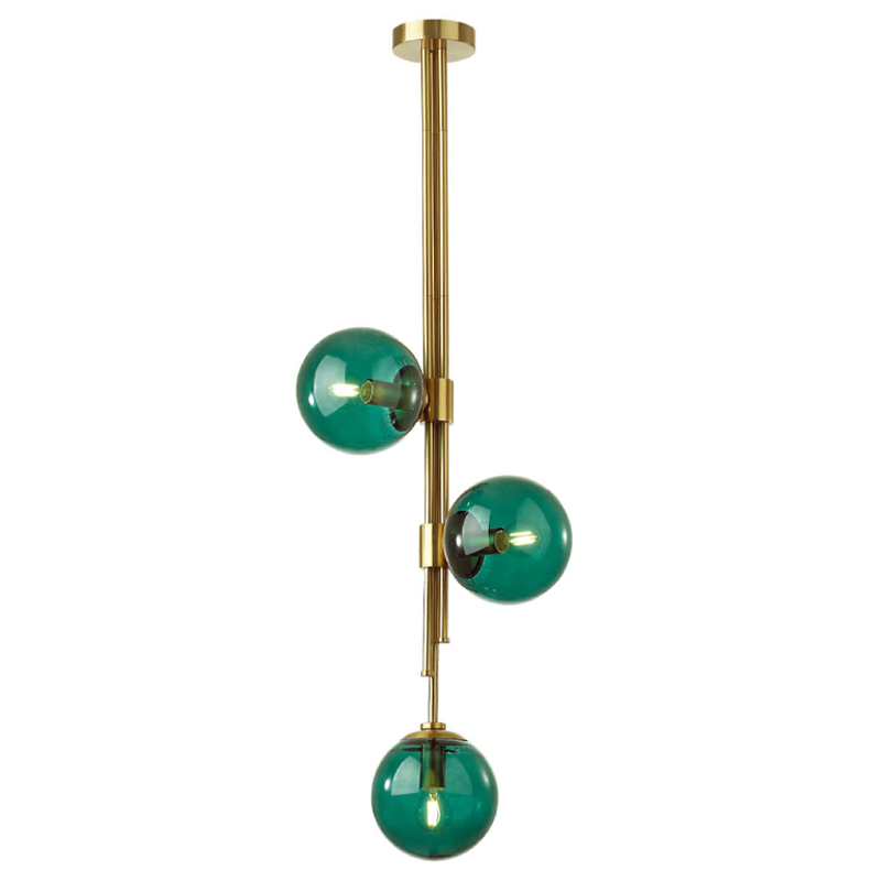 Светильник TRILOGY Ceiling Light Turquoise glass 100 Латунь Изумрудный Светильник TRILOGY Ceiling Light Turquoise glass 100 Латунь Изумрудный в Челябинске | Loft Concept
