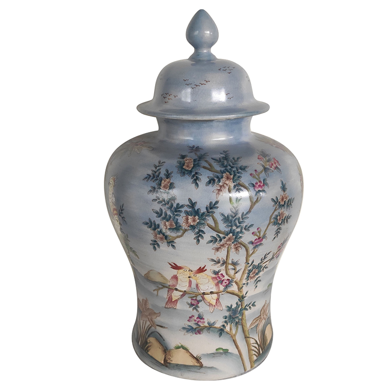 Ваза с крышкой Blue Vase Parrots Светло-голубой Мульти Ваза с крышкой Blue Vase Parrots Светло-голубой Мульти в Челябинске | Loft Concept