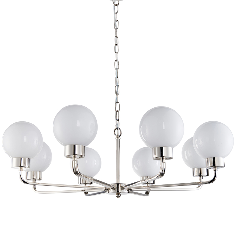 Люстра Zibille Chandelier Nickel Никель Белое матовое стекло Люстра Zibille Chandelier Nickel Никель Белое матовое стекло в Челябинске | Loft Concept