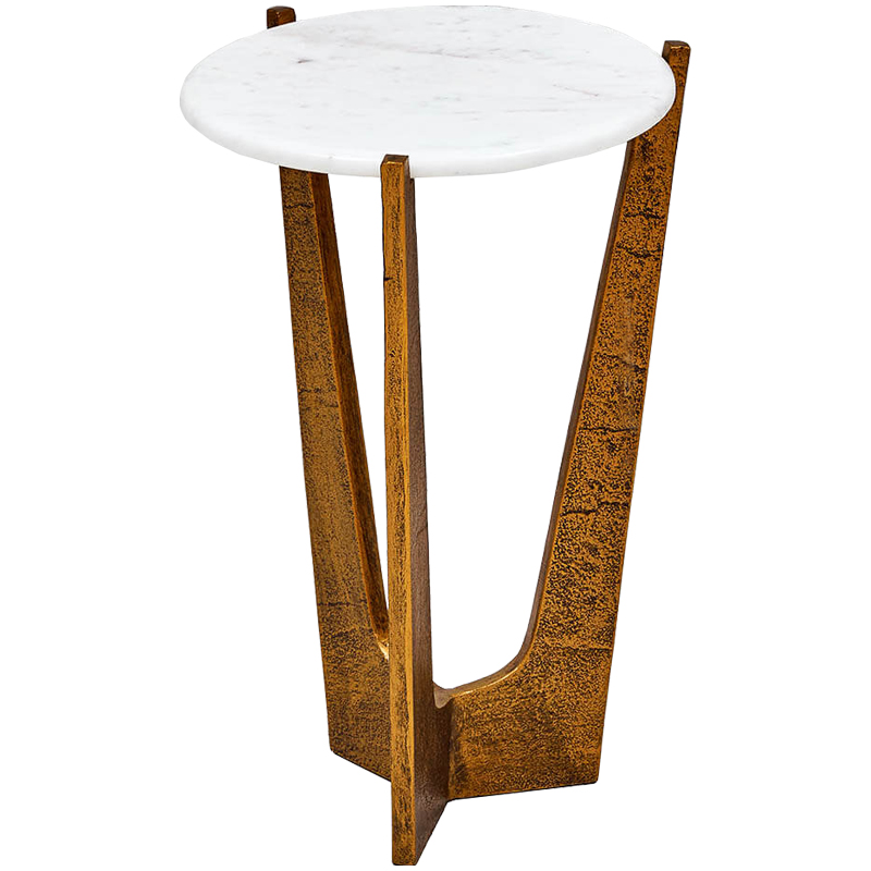 Приставной стол Anga Side Table Белый Винтажное Темное Золото Приставной стол Anga Side Table Белый Винтажное Темное Золото в Челябинске | Loft Concept