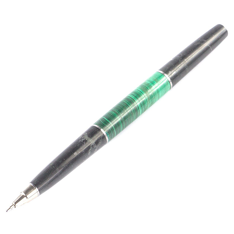 Ручка шариковая из натуральных камней Малахит Змеевик Stone Pens Малахит Черный Серебряный Ручка шариковая из натуральных камней Малахит Змеевик Stone Pens Малахит Черный Серебряный в Челябинске | Loft Concept