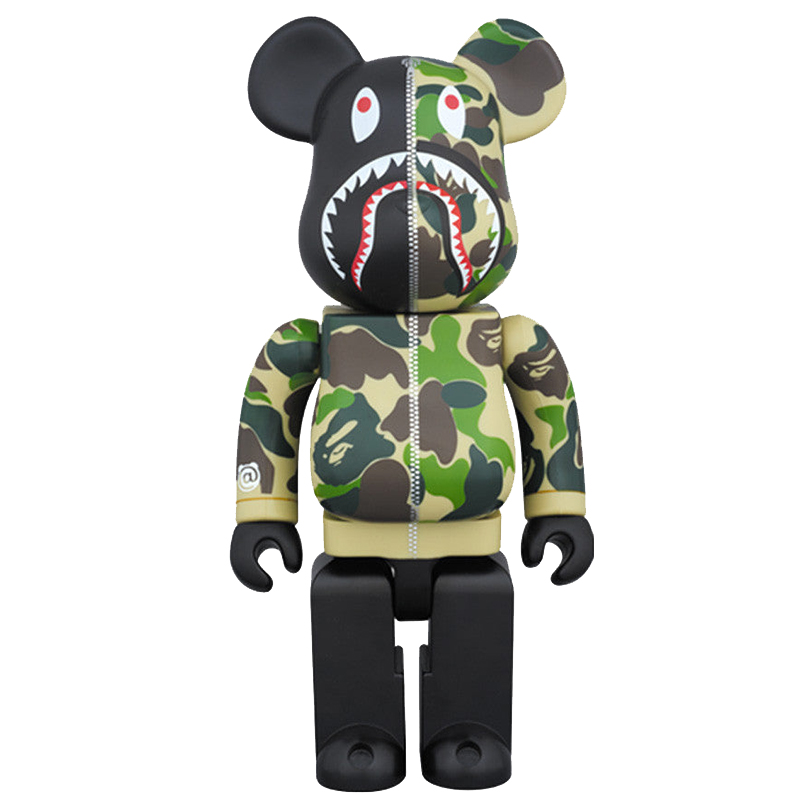 Статуэтка Bearbrick Camo Shark Зеленый Черный Статуэтка Bearbrick Camo Shark Зеленый Черный в Челябинске | Loft Concept