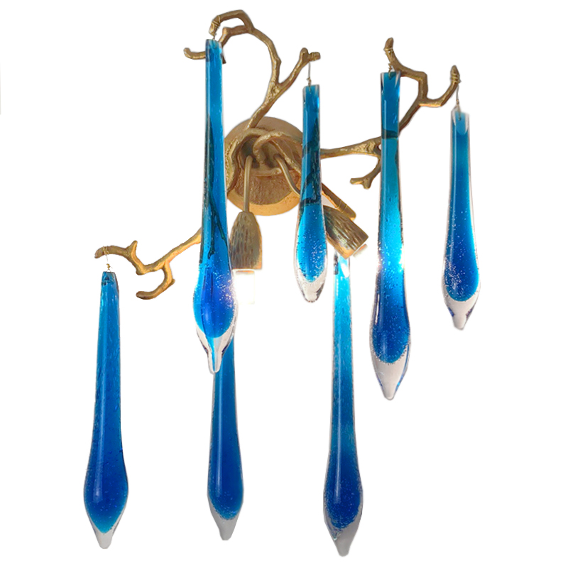 Бра Blue Fountain Wall Lamp Синий Золотой Бра Blue Fountain Wall Lamp Синий Золотой в Челябинске | Loft Concept