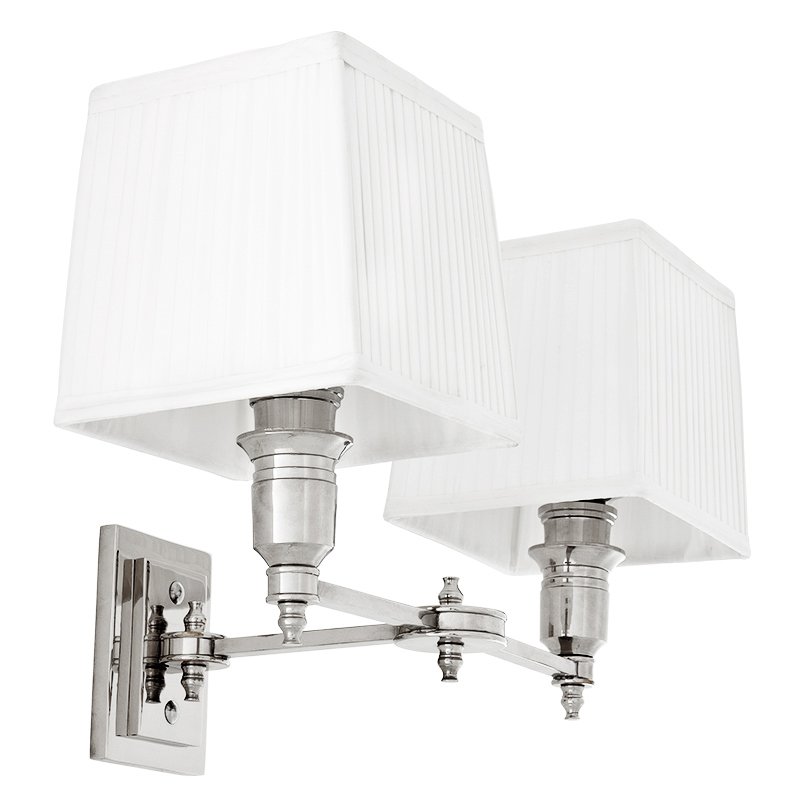 Бра Wall Lamp Lexington Double Nickel+White Никель Белый Бра Wall Lamp Lexington Double Nickel+White Никель Белый в Челябинске | Loft Concept