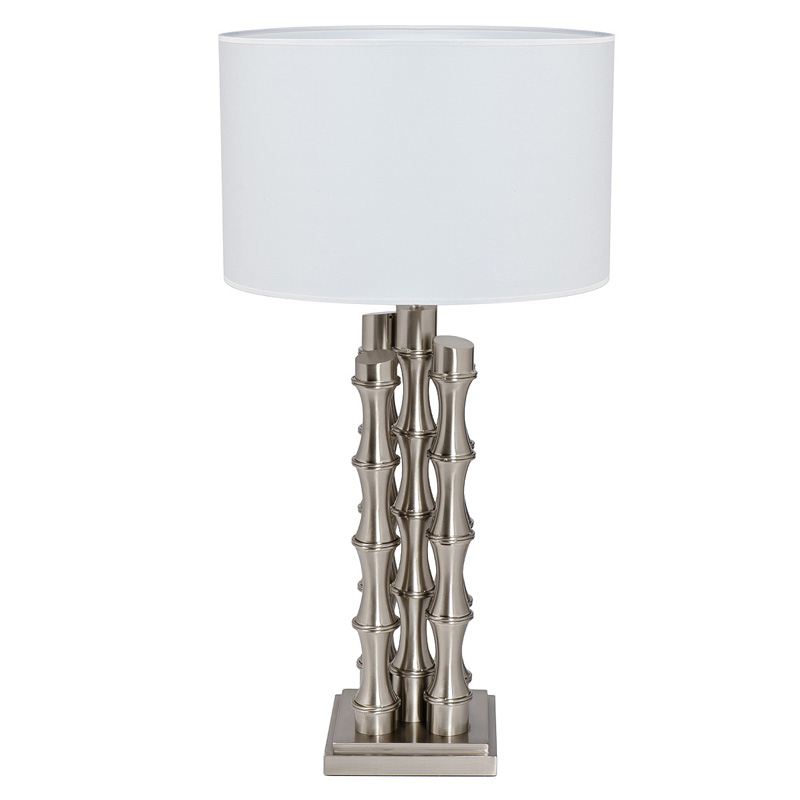 Настольная лампа с Белым Абажуром Damian Nickel Table Lamp Никель Сатин Белый Настольная лампа с Белым Абажуром Damian Nickel Table Lamp Никель Сатин Белый в Челябинске | Loft Concept