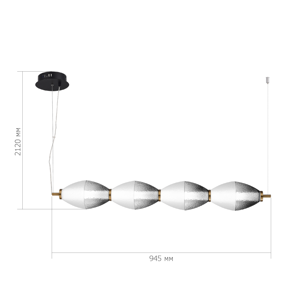Подвесной светильник линейный в сочетании двух разных фактур стекла Enchanting в Челябинске
