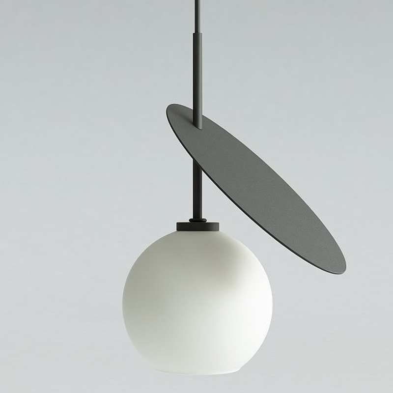 Подвесной светильник Cherry Pendant One Black Белое матовое стекло Черный Подвесной светильник Cherry Pendant One Black Белое матовое стекло Черный в Челябинске | Loft Concept