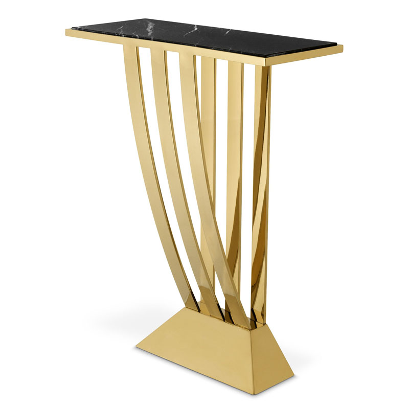 Приставной стол Eichholtz CONSOLE TABLE BEAU DECO Черный Мрамор Nero Глянцевое золото Приставной стол Eichholtz CONSOLE TABLE BEAU DECO Черный Мрамор Nero Глянцевое золото в Челябинске | Loft Concept